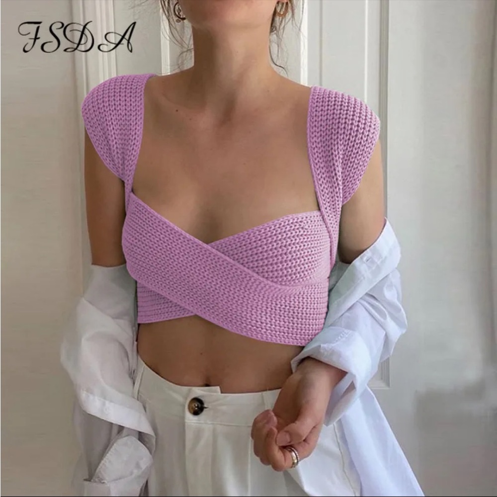 Boutique cross knit top